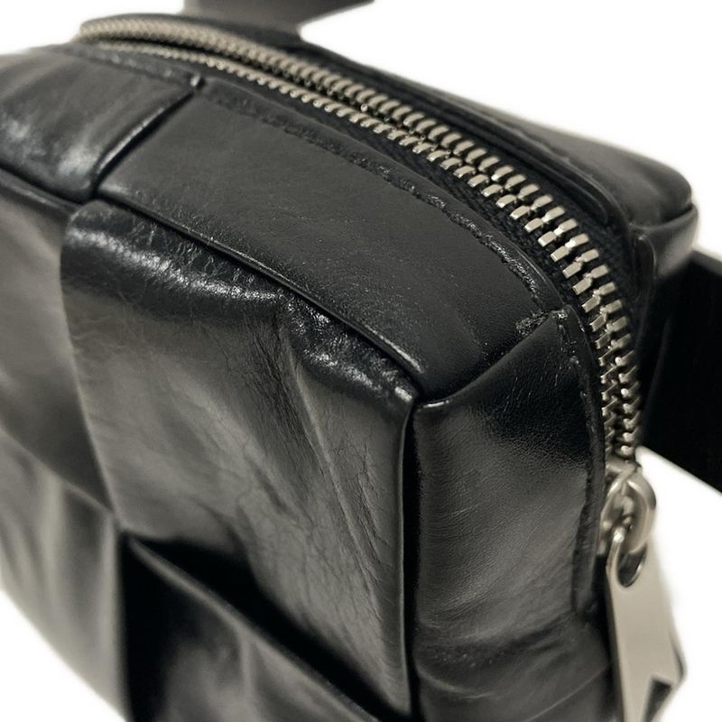 Bottega Veneta Waist Pouch Cassette Black Leather