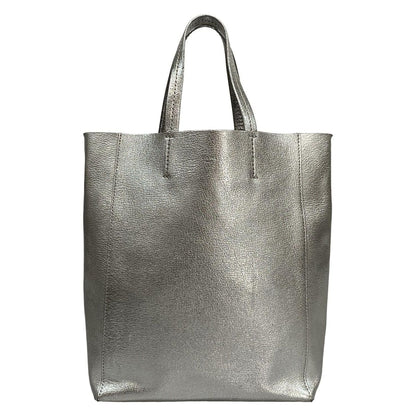 Celine Tote Bag Excellent Condition Vertical Cabas Small Silver Leather