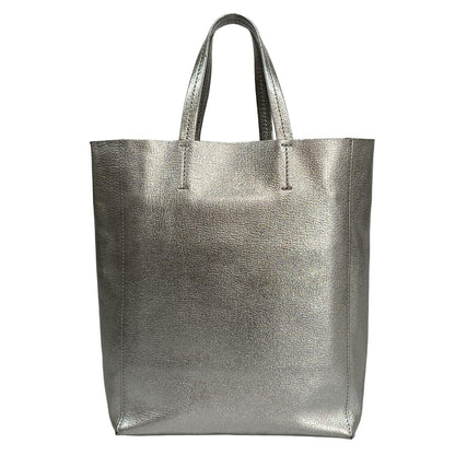 Celine Tote Bag Excellent Condition Vertical Cabas Small Silver Leather