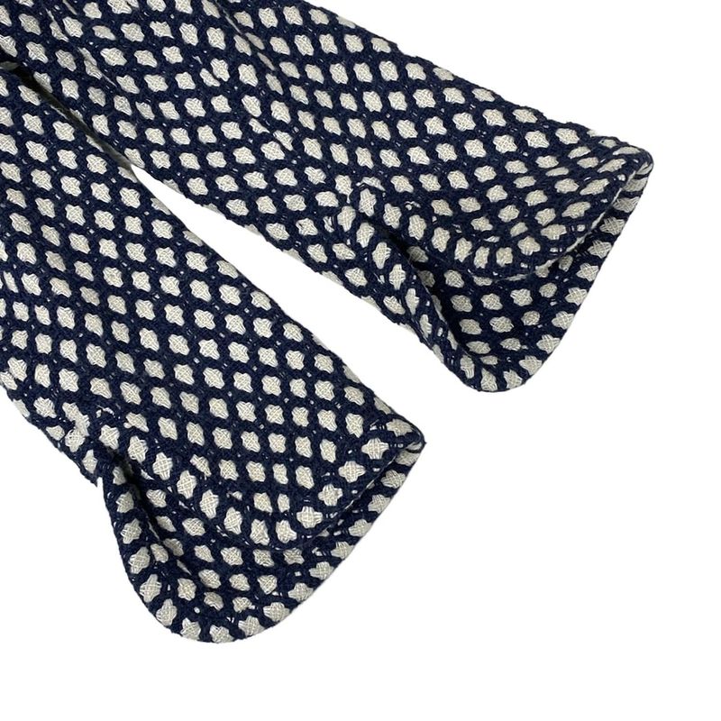 Chanel Coat Size 38 M Women's P32956 Dark Navy and Ivory Tweed Zip Up Spring/fal