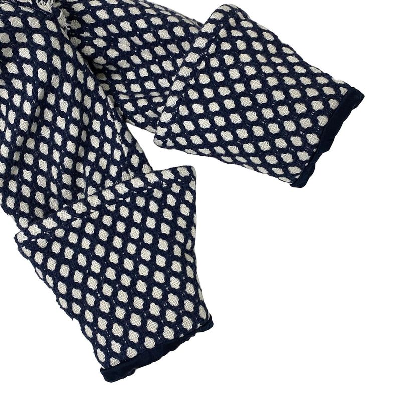 Chanel Coat Size 38 M Women's P32956 Dark Navy and Ivory Tweed Zip Up Spring/fal