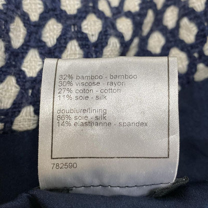 Chanel Coat Size 38 M Women's P32956 Dark Navy and Ivory Tweed Zip Up Spring/fal