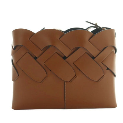 Prada Tres Braided Mini Shoulder Bag Square Leather Brown AQ-OS-OH