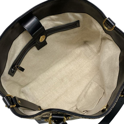 Gucci Tote Bag GG Pattern 296874 Beige Dark Brown and Black Studs Leather