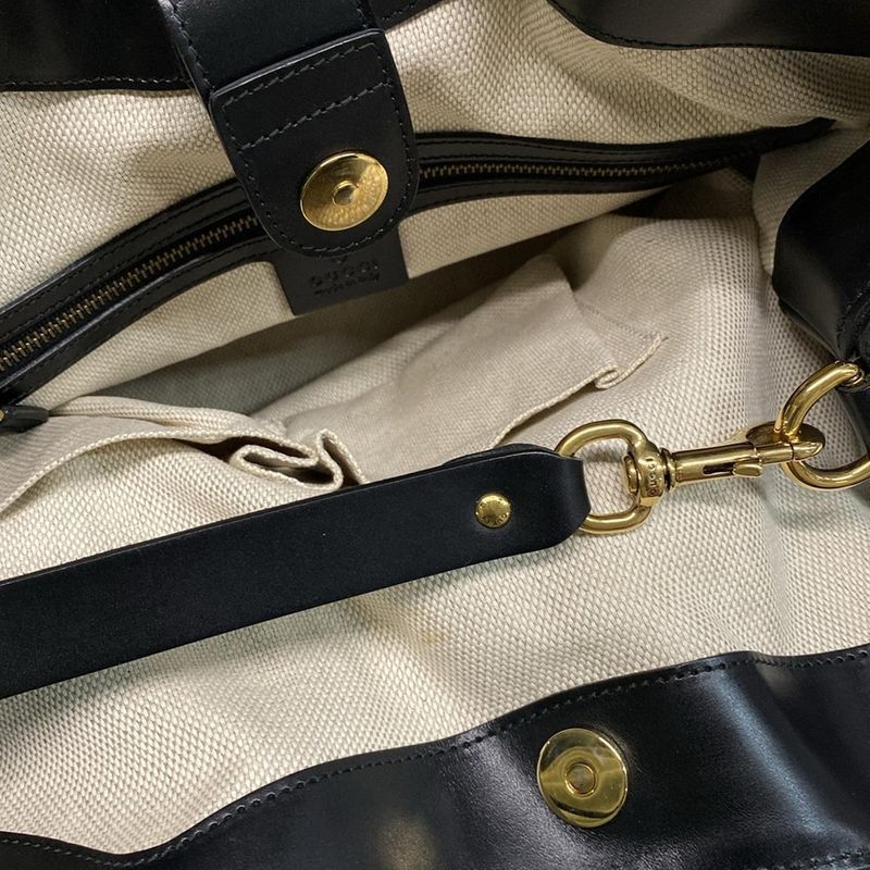 Gucci Tote Bag GG Pattern 296874 Beige Dark Brown and Black Studs Leather