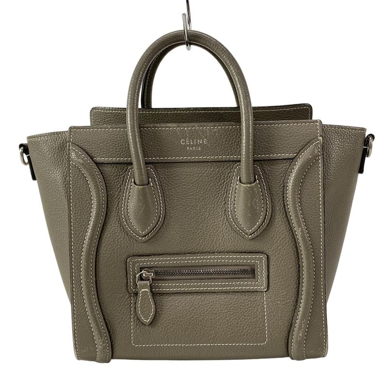 Celine Handbag Luggage Nano Shopper Gray Beige