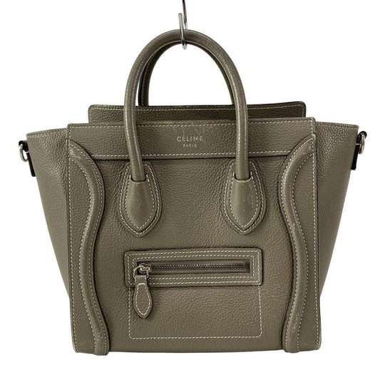 Celine Handbag Luggage Nano Shopper Gray Beige