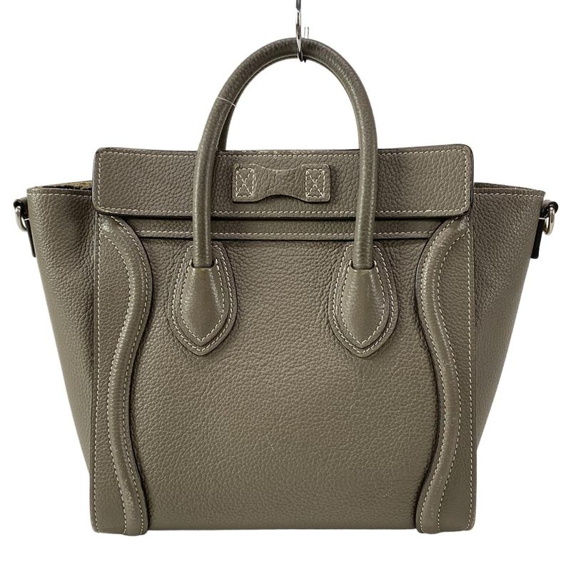 Celine Handbag Luggage Nano Shopper Gray Beige