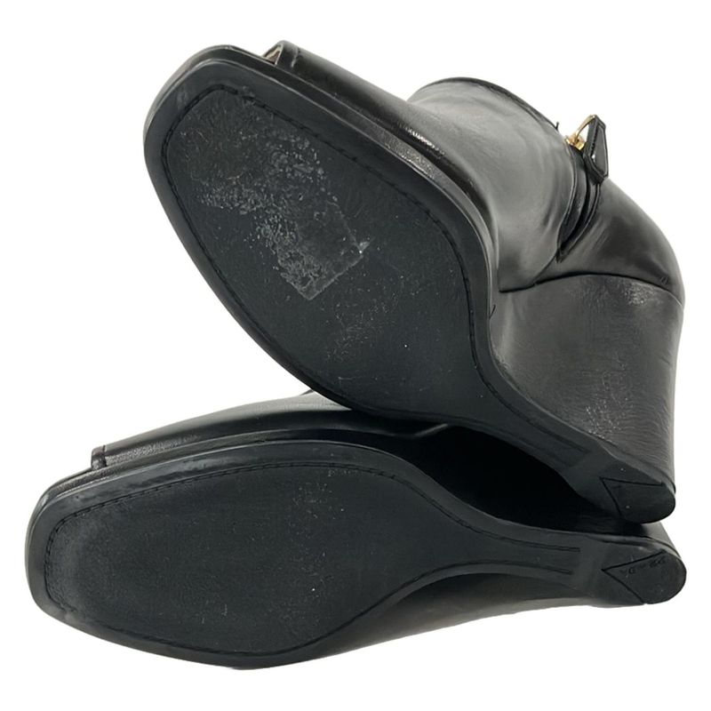 Prada Sport Booties 36 1 2 Women - Black Open Toe Wedge Sole Leather