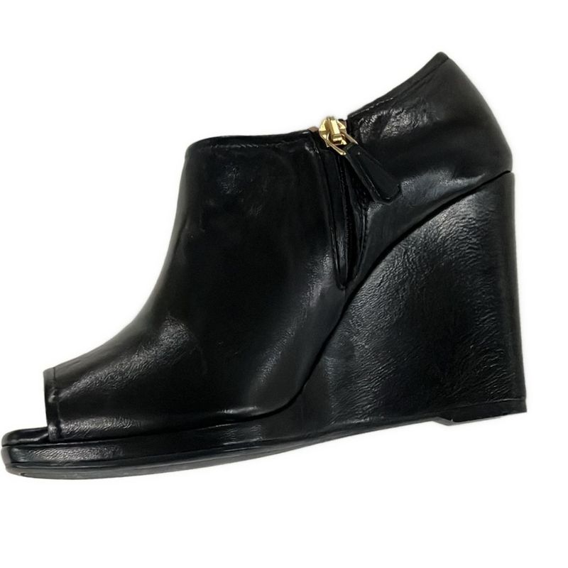 Prada Sport Booties 36 1 2 Women - Black Open Toe Wedge Sole Leather