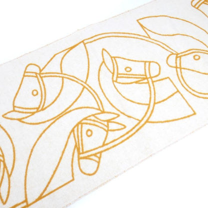 Hermes Entrelac Equestre Muffler Ivory Jaune Au-cles S 03 Ladies Scarf