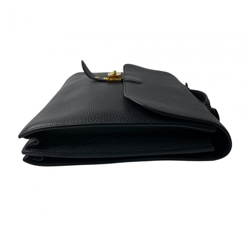 Hermes Men's Sac a Depeches 38 Noir Black B Engraved Togo Gold Hardware