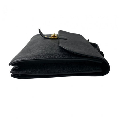 Hermes Men's Sac a Depeches 38 Noir Black B Engraved Togo Gold Hardware