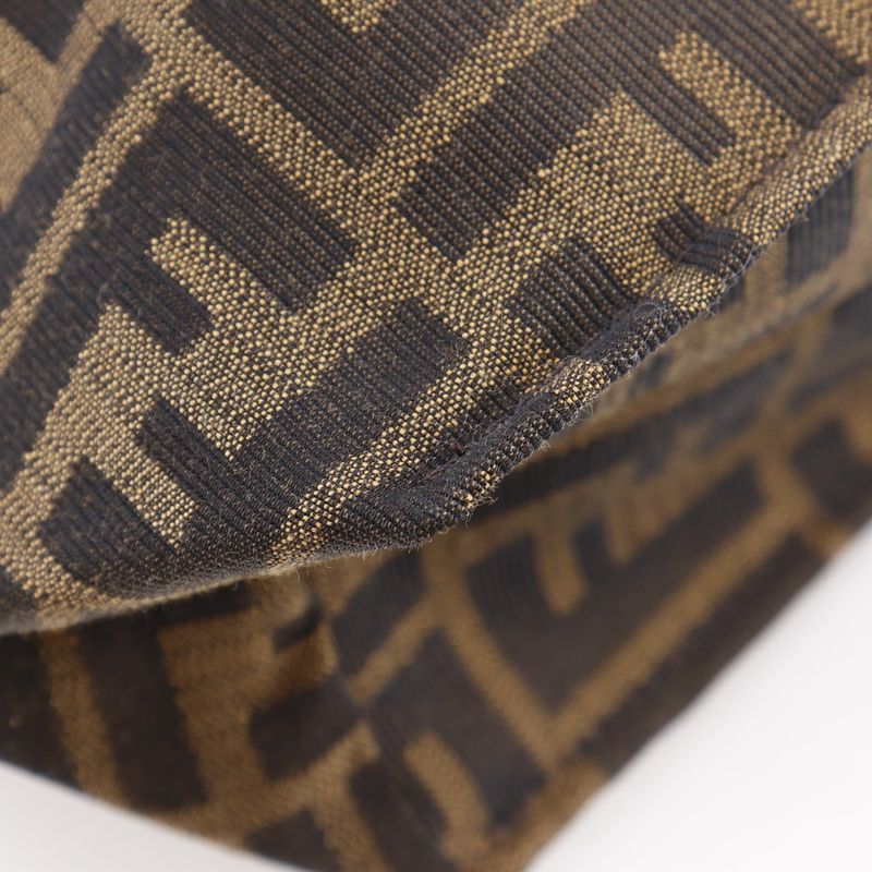Fendi Zucca Tote Bag Nylon Canvas Brown Unisex Handbag