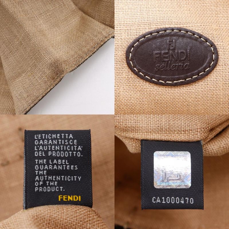 Fendi Zucca Tote Bag Nylon Canvas Brown Unisex Handbag