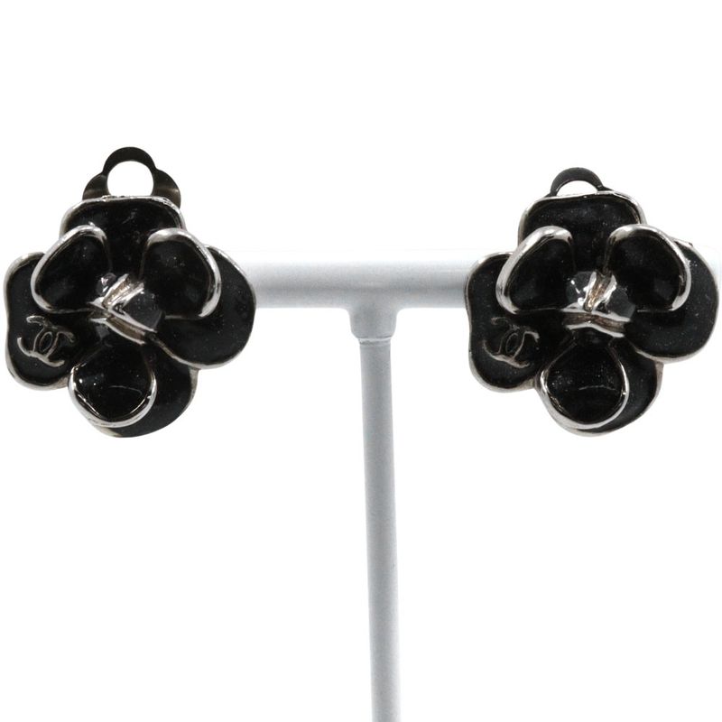 Chanel Camellia Coco Mark Metal Silver 08p Ladies 15.5g Earring