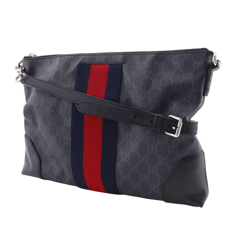 Gucci Messenger Bag 474139 GG Supreme Canvas Black Unisex Shoulder Bag