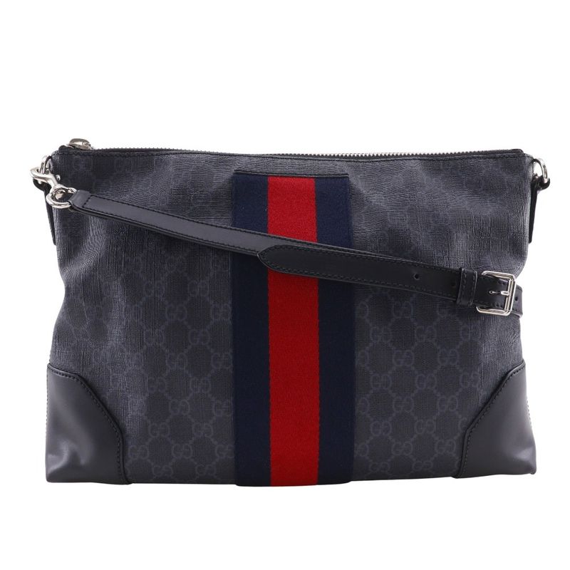 Gucci Messenger Bag 474139 GG Supreme Canvas Black Unisex Shoulder Bag