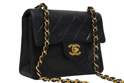 Chanel Mini Quilted 17 S Flap S Chain Shoulder Bag Lambskin CC Logo Black — view 3