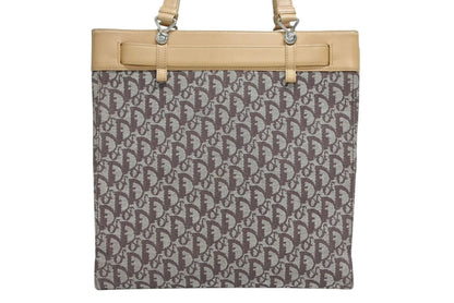 Dior Trotter Tote Bag Canvas Leather Brown Silver — view 3