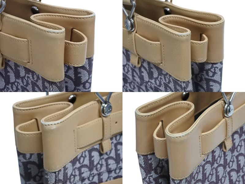 Dior Trotter Tote Bag Canvas Leather Brown Silver — view 5