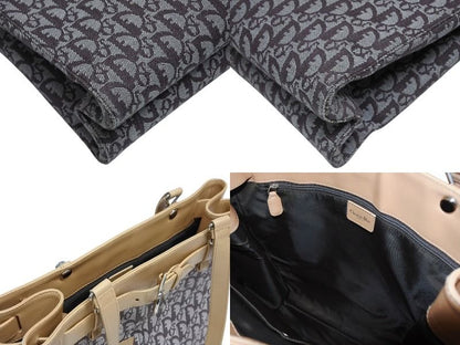 Dior Trotter Tote Bag Canvas Leather Brown Silver — view 8