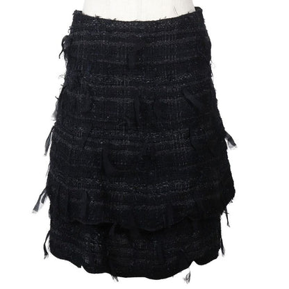 Chanel Tiered 05a P26857v17351 Tweed Black Women's Skirt