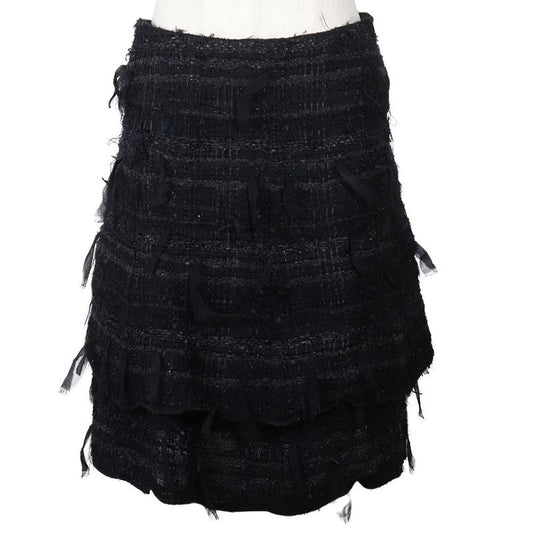Chanel Tiered 05a P26857v17351 Tweed Black Women's Skirt