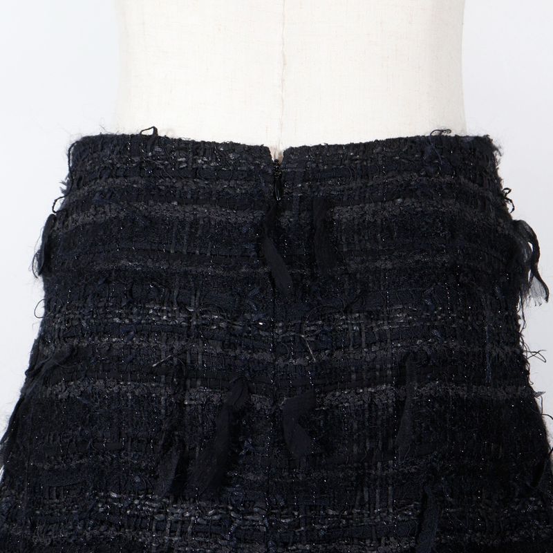 Chanel Tiered 05a P26857v17351 Tweed Black Women's Skirt