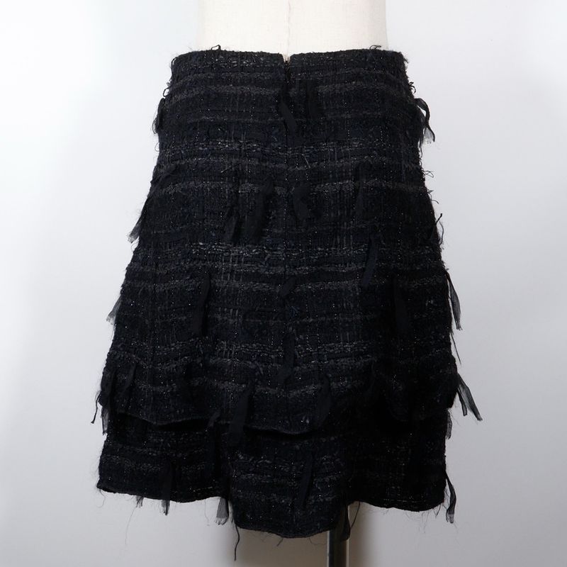 Chanel Tiered 05a P26857v17351 Tweed Black Women's Skirt