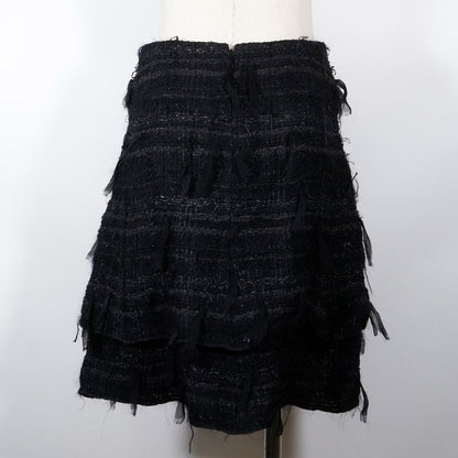 Chanel Tiered 05a P26857v17351 Tweed Black Women's Skirt