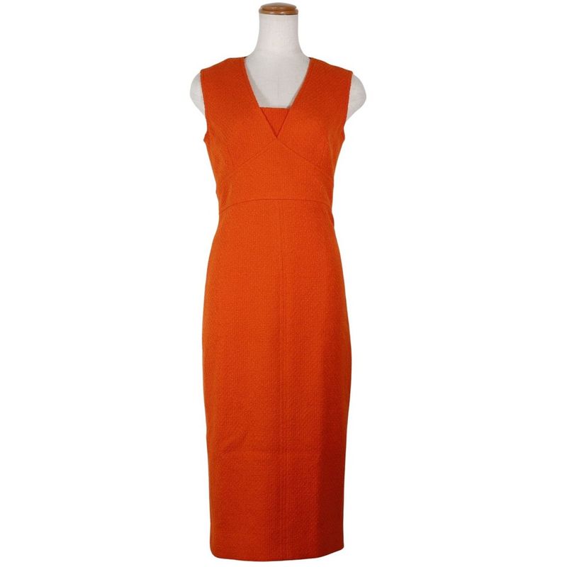 Chanel Dress & Jacket 95p P05827v04371 Tweed Orange Ladies Setup