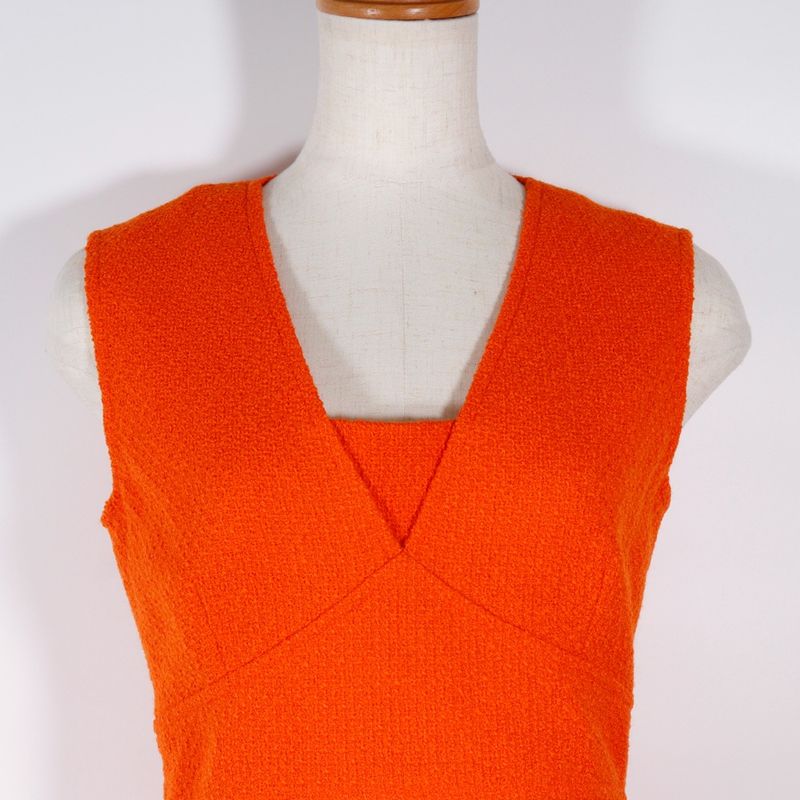 Chanel Dress & Jacket 95p P05827v04371 Tweed Orange Ladies Setup