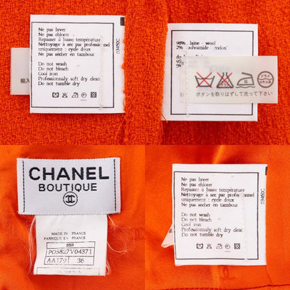 Chanel Dress & Jacket 95p P05827v04371 Tweed Orange Ladies Setup