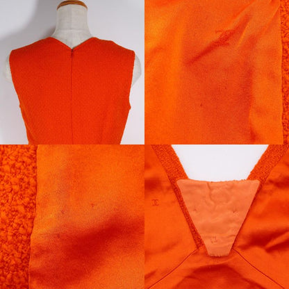 Chanel Dress & Jacket 95p P05827v04371 Tweed Orange Ladies Setup