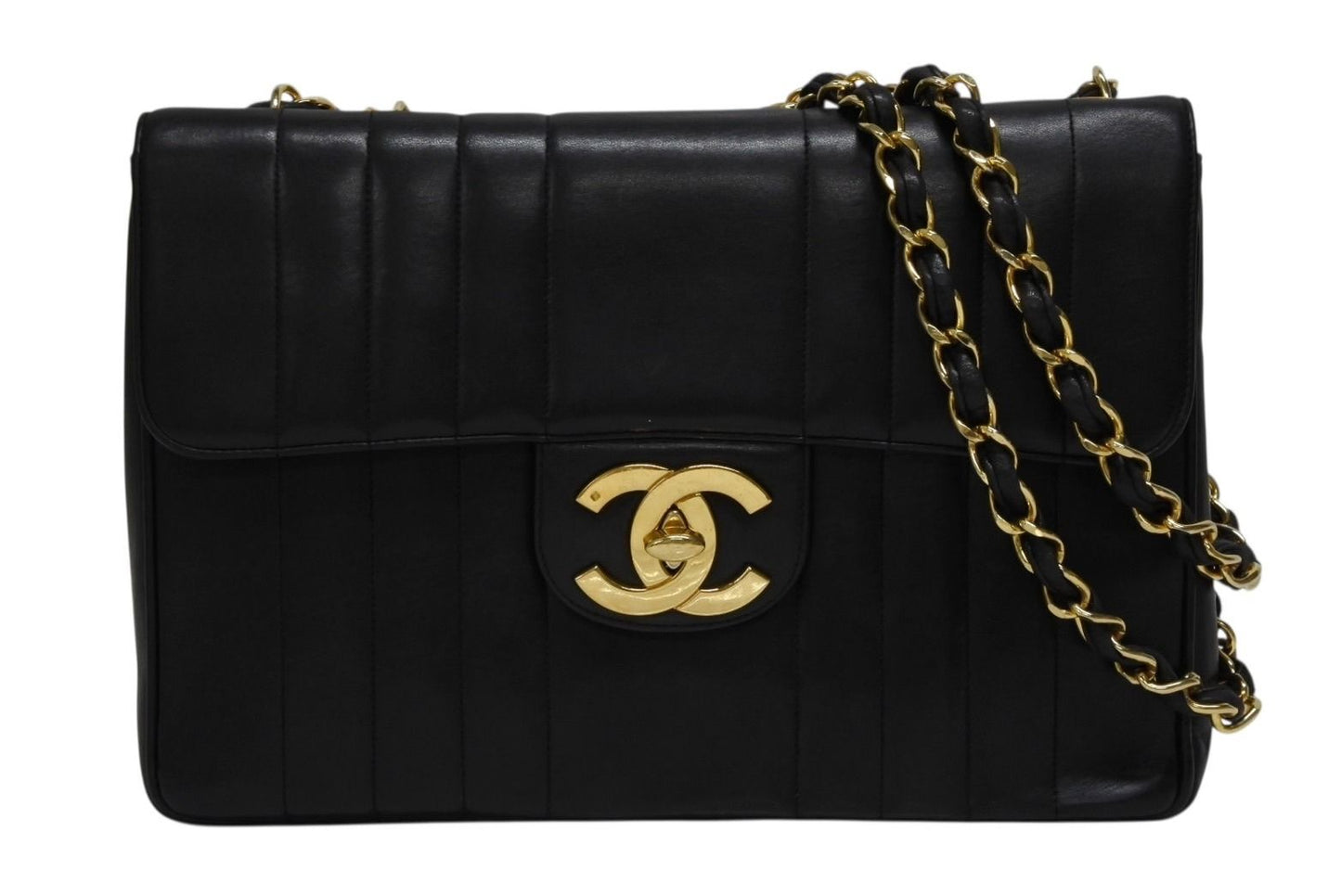 Chanel Mademoiselle S Flap Chain Shoulder Bag CC Logo Lambskin Gold