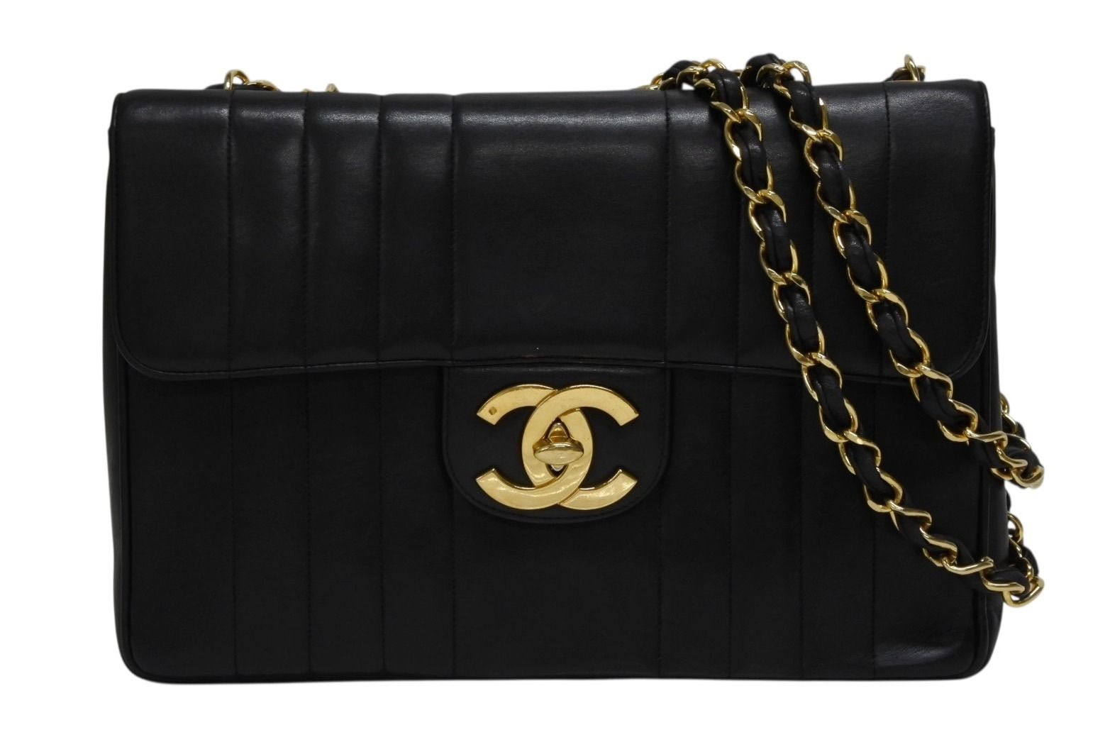 Chanel Mademoiselle S Flap Chain Shoulder Bag CC Logo Lambskin Gold