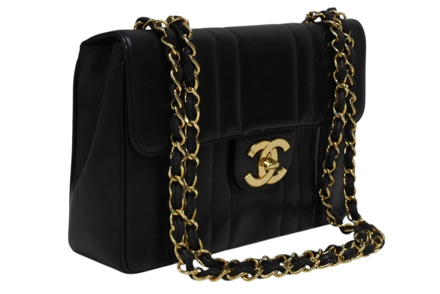 Chanel Mademoiselle S Flap Chain Shoulder Bag CC Logo Lambskin Gold — view 3