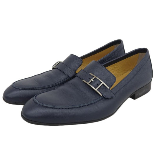 Hermes Api Leather Loafer Shoes Men's Navy 41 1 2 41 1 2