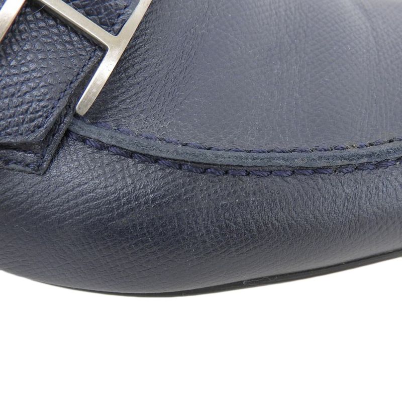 Hermes Api Leather Loafer Shoes Men's Navy 41 1 2 41 1 2