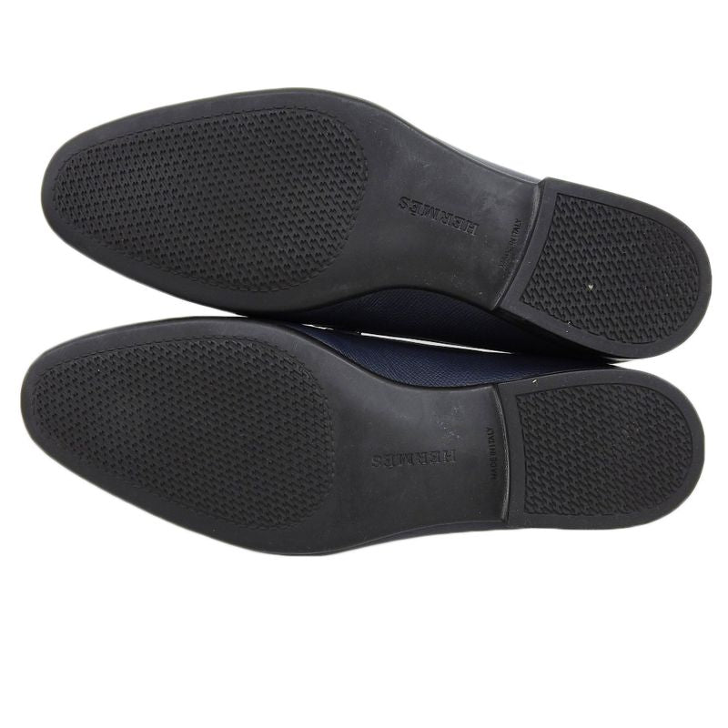 Hermes Api Leather Loafer Shoes Men's Navy 41 1 2 41 1 2
