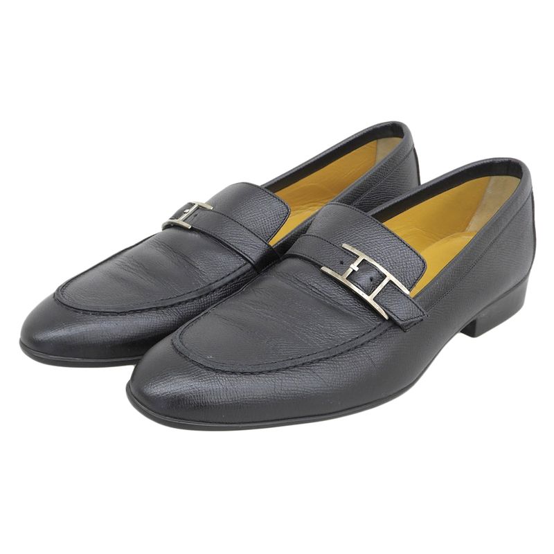 Hermes Api Leather Loafer Shoes Men's Black 41 1 2 41 1 2