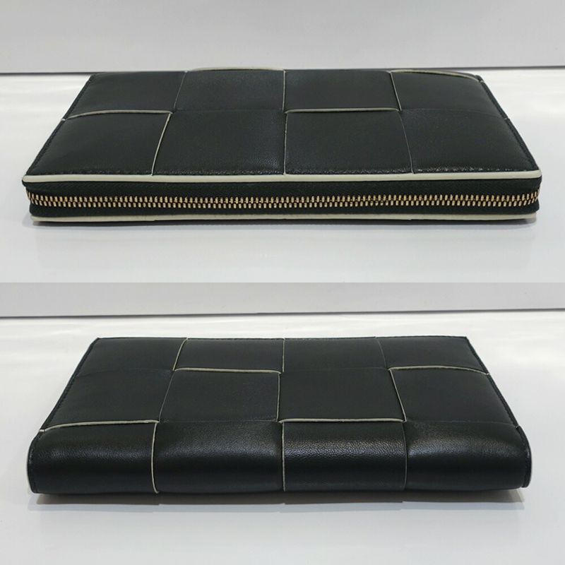 Bottega Veneta Cassette Zip Around Wallet RFID Intrecciato Leather