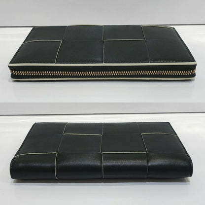 Bottega Veneta Cassette Zip Around Wallet RFID Intrecciato Leather