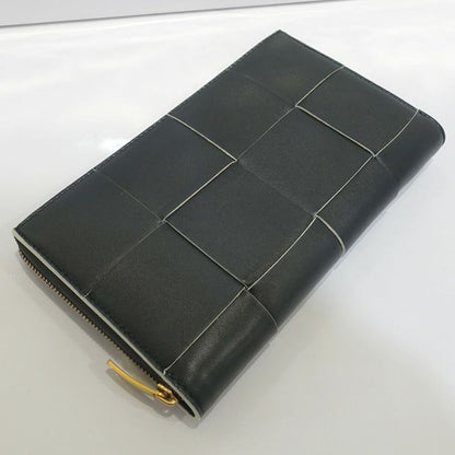 Bottega Veneta Cassette Zip Around Wallet RFID Intrecciato Leather