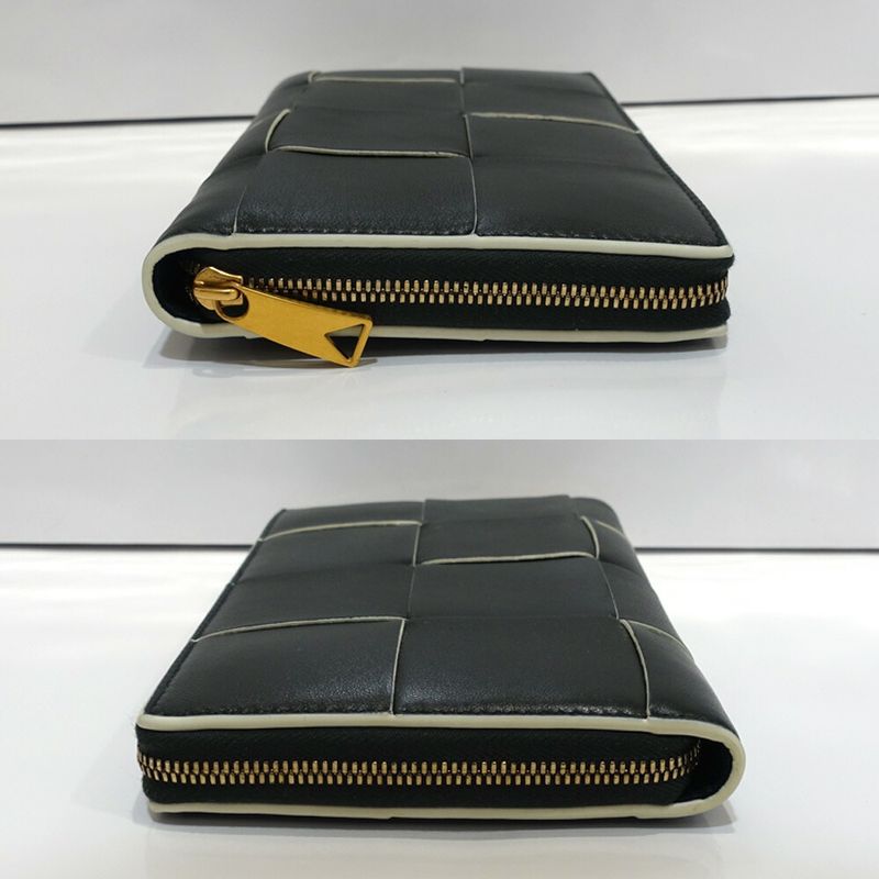 Bottega Veneta Cassette Zip Around Wallet RFID Intrecciato Leather