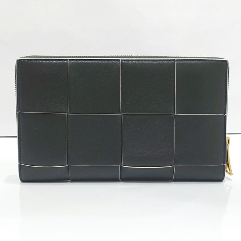 Bottega Veneta Cassette Zip Around Wallet RFID Intrecciato Leather