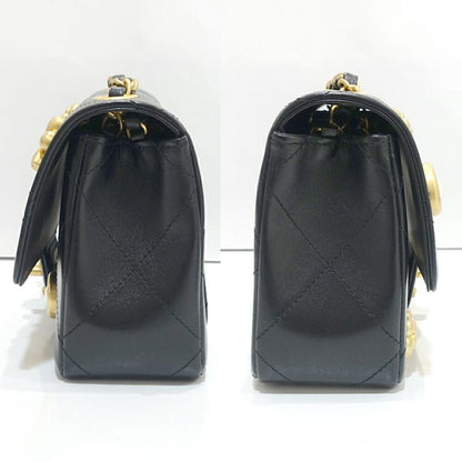Chanel Coco Mark Shoulder Bag Mini Flap Lambskin Random Serial Black
