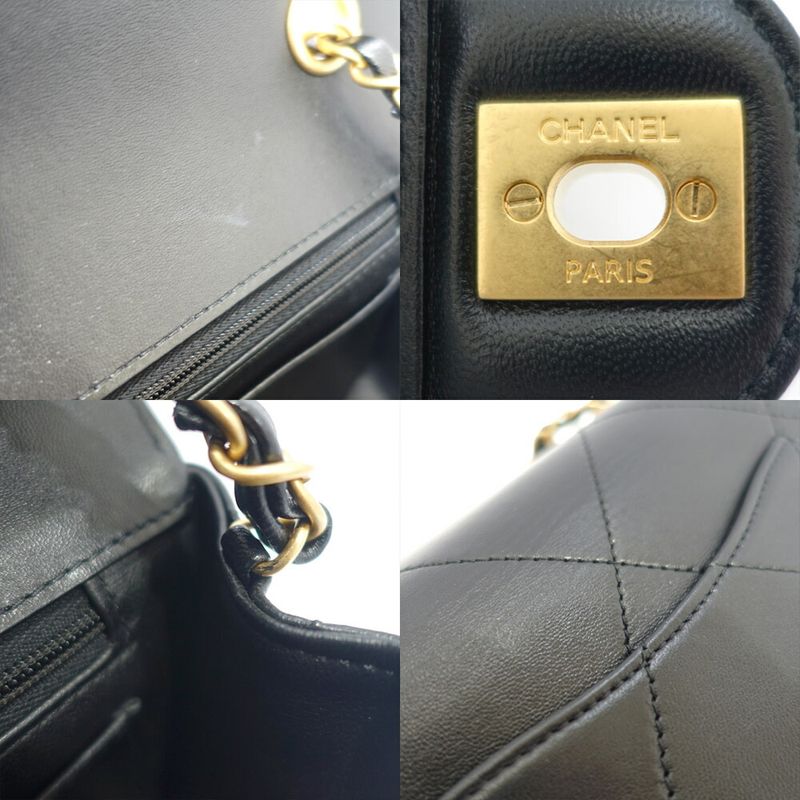 Chanel Coco Mark Shoulder Bag Mini Flap Lambskin Random Serial Black