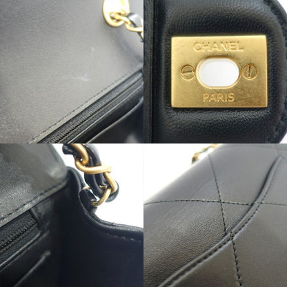Chanel Coco Mark Shoulder Bag Mini Flap Lambskin Random Serial Black